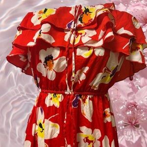 Old Navy Red and White Floral Dress